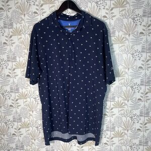 Fairway & Greene Umbrella Print Indian Springs Men's Blue‎ Polo USA Made Large